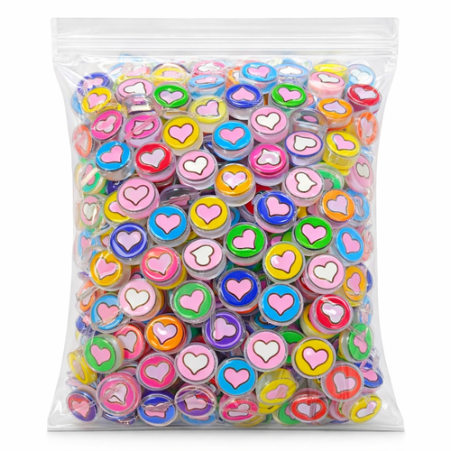 مهره فانتزی پاستیلی طرح قلب گرد بسته ۵۰۰گرمی